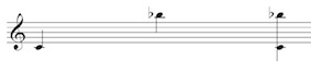 Melodic and Harmonic interval of a compound minor 7th (C to B flat) on the treble clef staff.