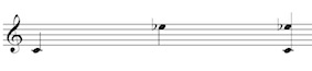 Melodic and Harmonic interval of a compound minor 3rd (C to E flat) on the treble clef staff.