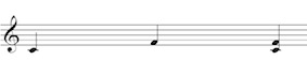 Melodic and Harmonic interval of a 4th (C to F) on the treble clef staff.