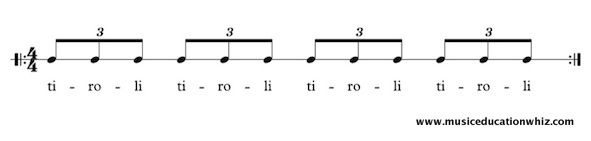 tiroli underneath triplet quavers/eighth notes