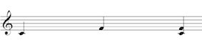 Melodic and Harmonic interval of a 4th (C to F) on the treble clef staff.