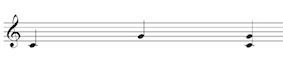 Melodic and Harmonic interval of a 5th (C to G) on the treble clef staff.