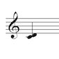 Harmonic interval on the treble clef staff: C and D