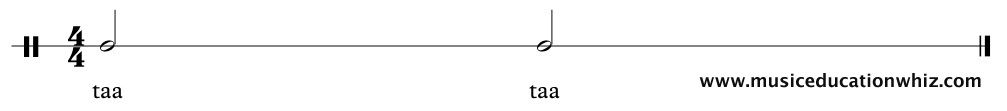 taa taa underneath two minims/half notes