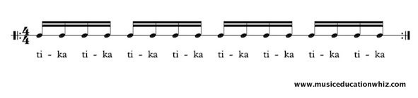 tika tika underneath 16 semiquavers/sixteenth notes