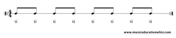 ti ti underneath 8 quavers/eighth notes